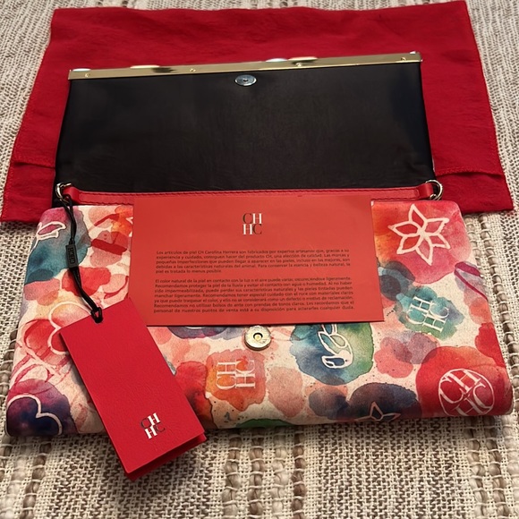 Authentic Carolina Herrera Satin Clutch with bag and tags. - Picture 2 of 5